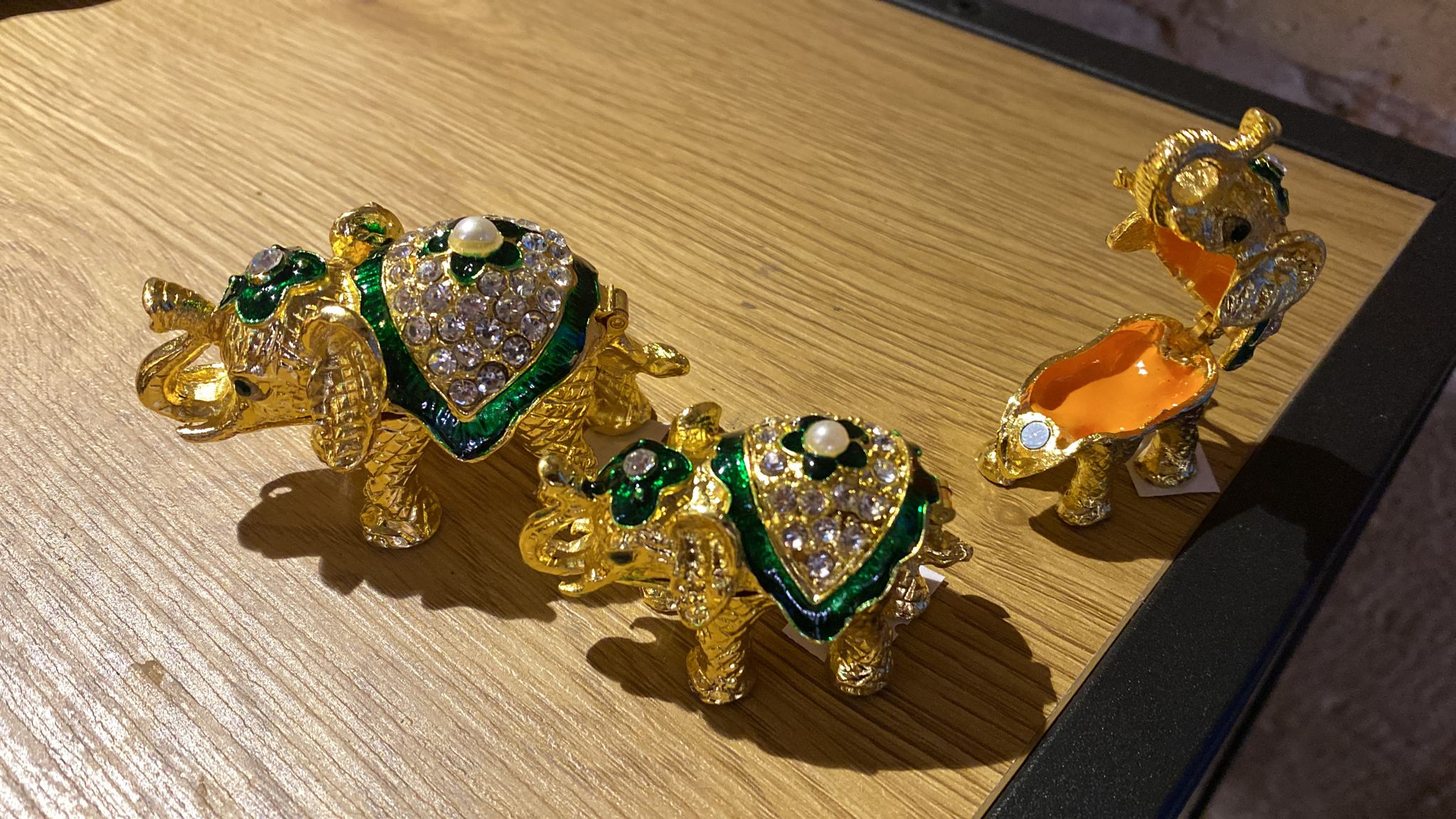 Juego de 3 elefantes de metal